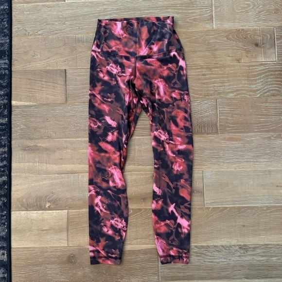 Lululemon Blossom Print Pink Red + Black Align High Rise Leggings - Picture 3 of 6